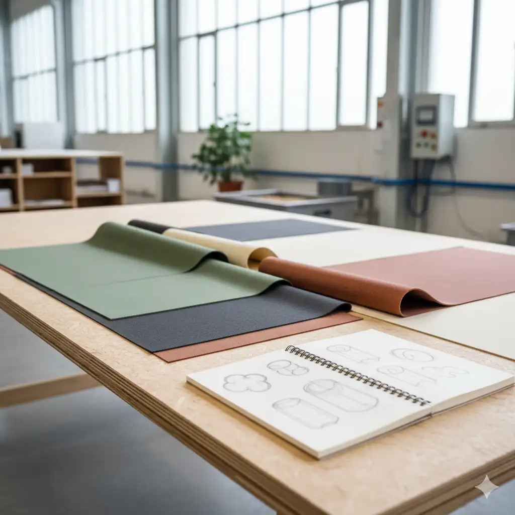 Verschiedene Farbvarianten veganer Lederalternative